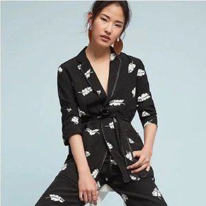 Anthropologie CAPULET Leaf Print Belted Lightweight Blazer, XS NWT